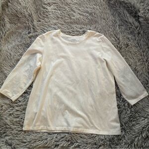 Chico's-PIMA- size 3 Cream Long Sleeve  Ultimate-Tee